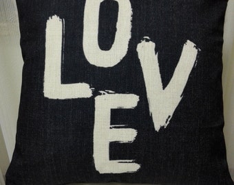 Decorative pillow cover/Love cushion cover/words pillow throw/pillow sham 18x18"