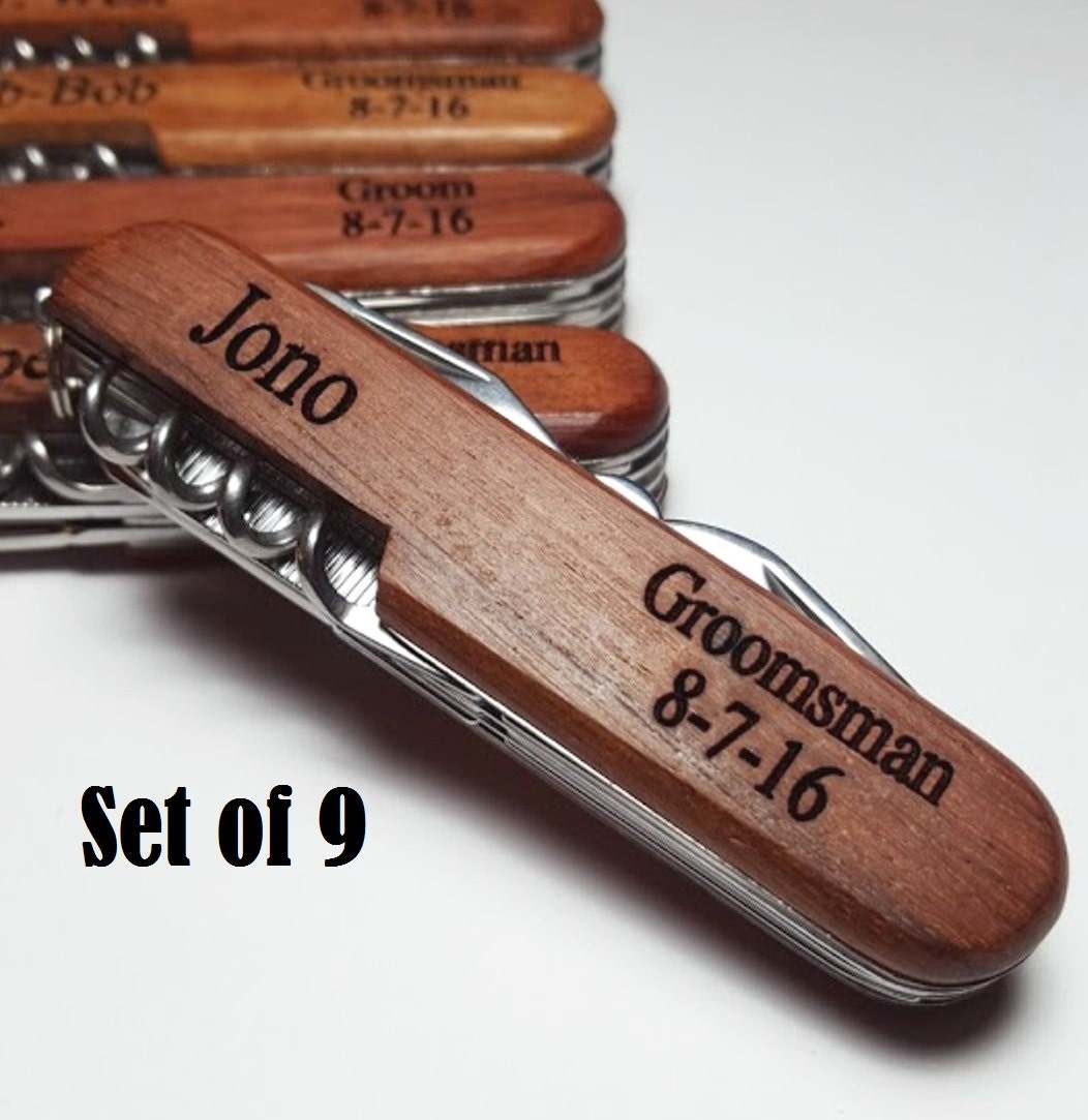 Pocket Knife Set of 9 Engraved Pocket by