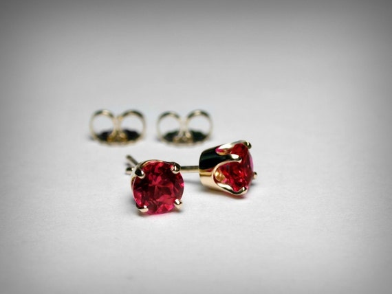 Simulated Ruby Earrings 14K Imitation Ruby Earrings Ruby