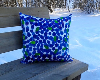 Pillow cover made from Marimekko fabric Mustikkamaa, pillow case sham, throw pillow or cushion cover, modern blue Scandinavian accent pillow