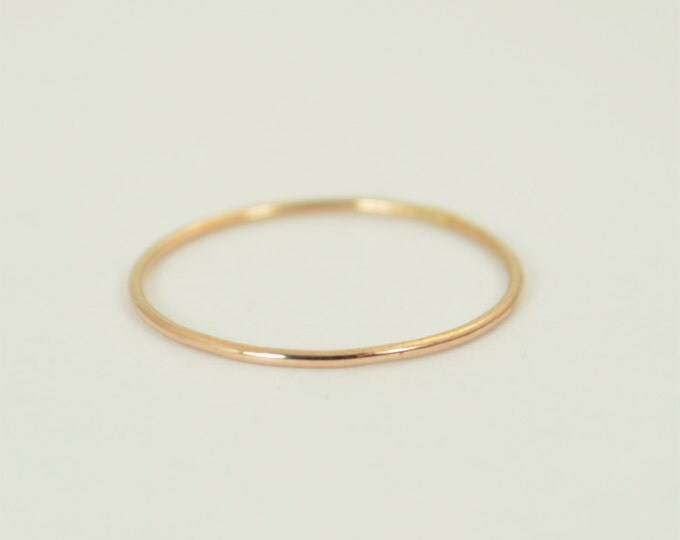 Solid 14k Rose Gold Ring, Super Thin Stacking, Round Minimal Gold Ring, Rose Gold Ring, Solid Gold Ring, 14k Gold Ring, Real Gold Ring