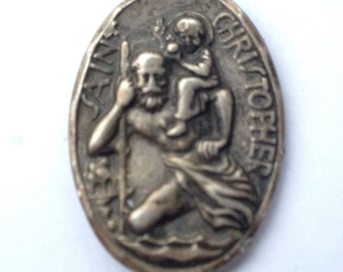 Storewide 25% Off SALE Vintage Sterling Silver Double Sided St. Christopher Charm Featuring "Our Lady Of The Highway, Pray For Us" Prayer W/
