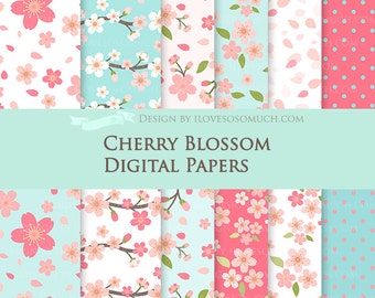 Cherry Blossom / Sakura Digital Paper Pack - Instant Download - DP084