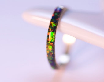Black Opal Ring. Opal Ring. Gold Filled Black Opal Ring. Sterling Silver Black Opal Ring. Black Fire Opal Ring for Woman. Gift for Her.