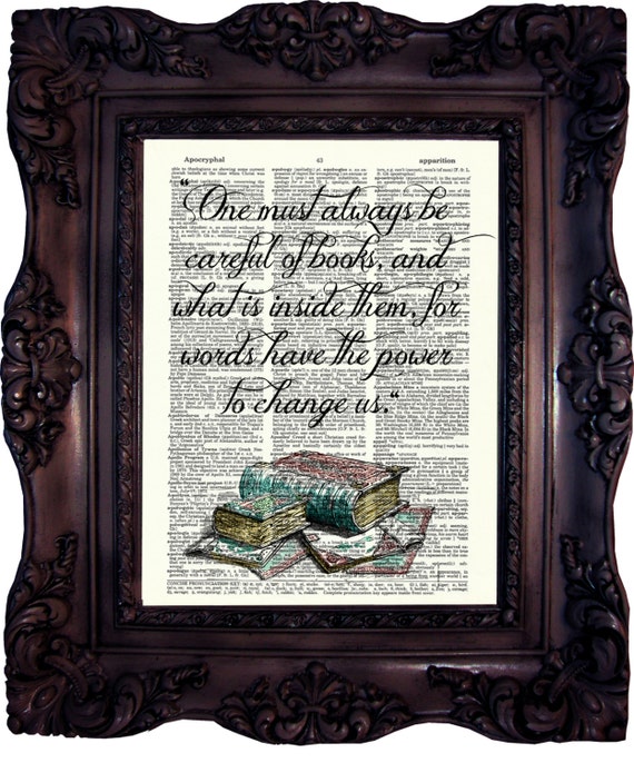 Book Art Print on Dictionary Page Book Art Literary Quotes