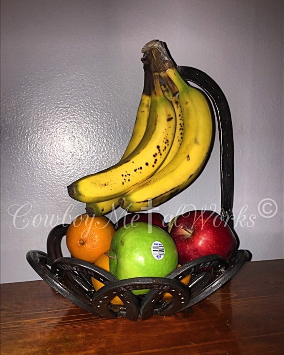 Items similar to Handmade Horseshoe Fruit Bowl w/ Banana Hook on Etsy