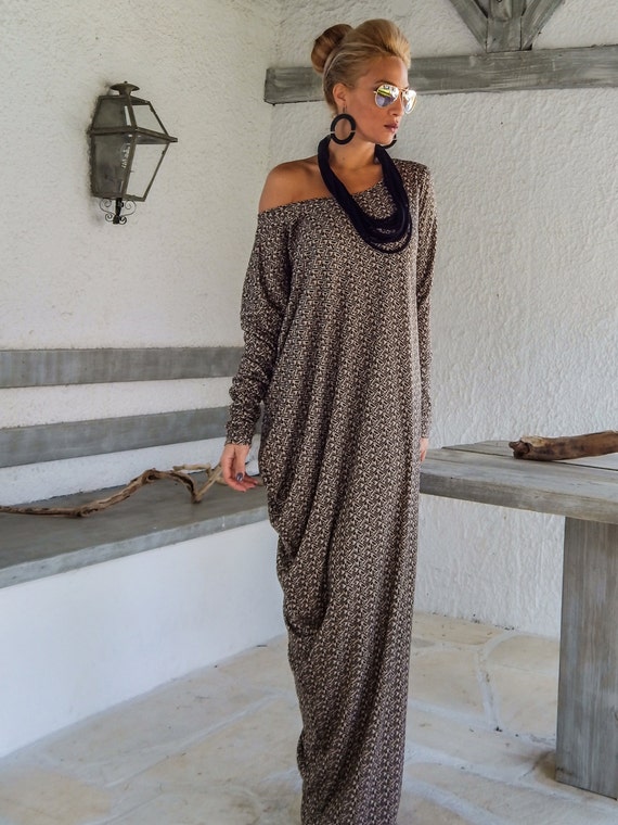 Fall Winter Knitted Asymmetric Maxi Dress Kaftan / Winter