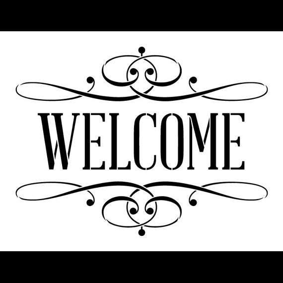 Welcome Word Stencil Skinny Serif with Flourish Select