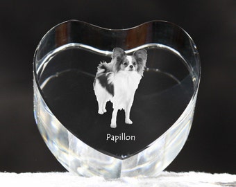 Papillon, crystal heart with dog, souvenir, decoration, limited edition, Collection