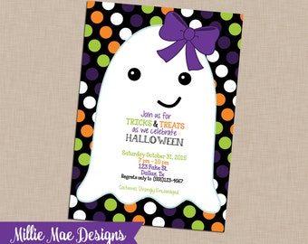 SALE 25% OFF Custom Ghost Halloween Invitation - Birthday - Halloween Party - Baby Shower
