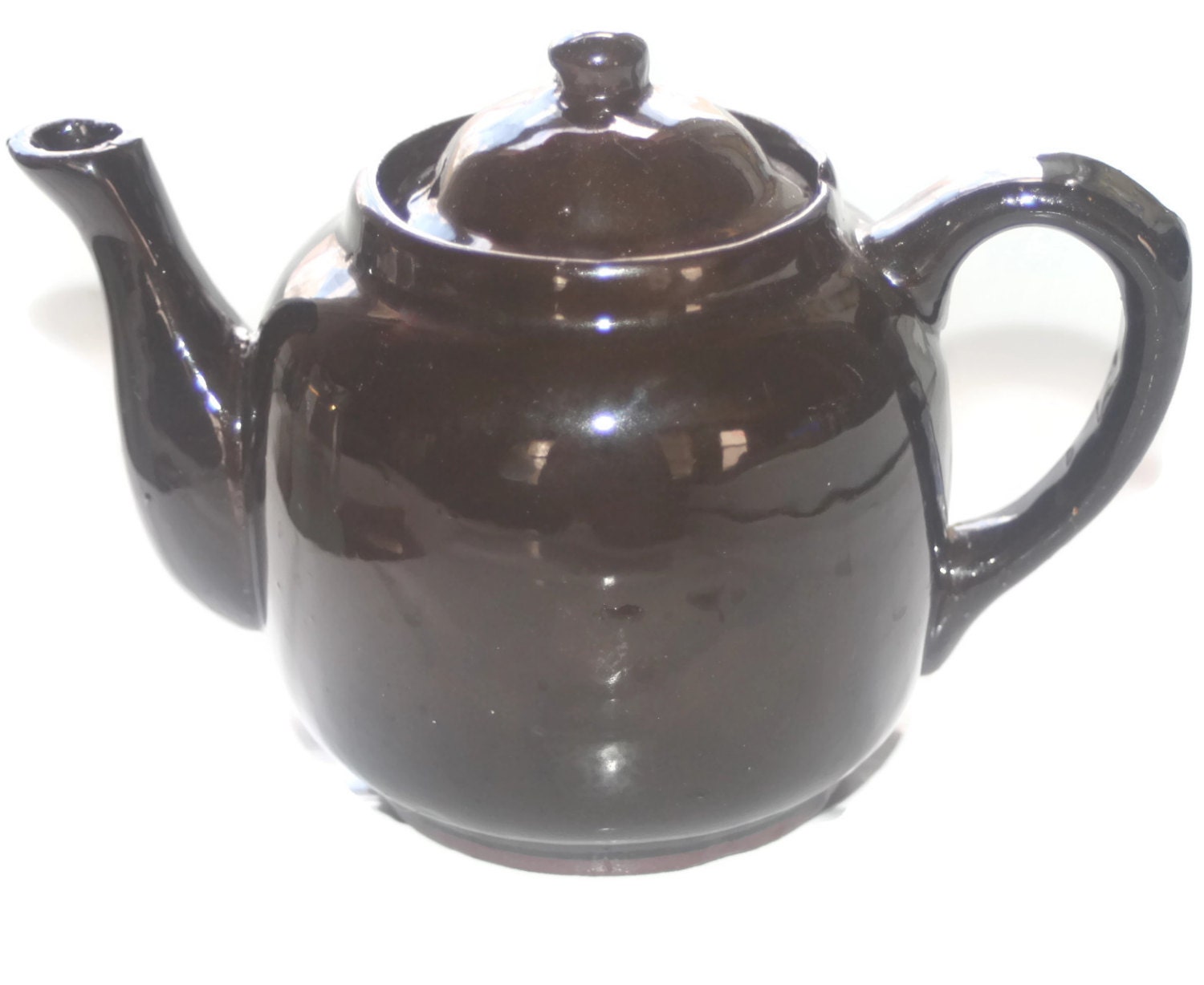 Vintage Pottery Dark Brown Glaze Teapot Vintage Teapot