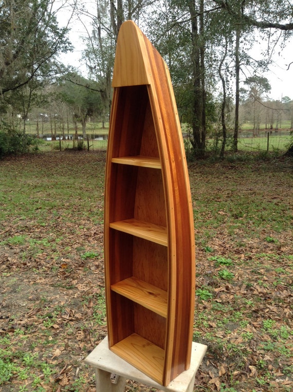 handcrafted 4 foot wood row boat bookcase shelf shelves canoe