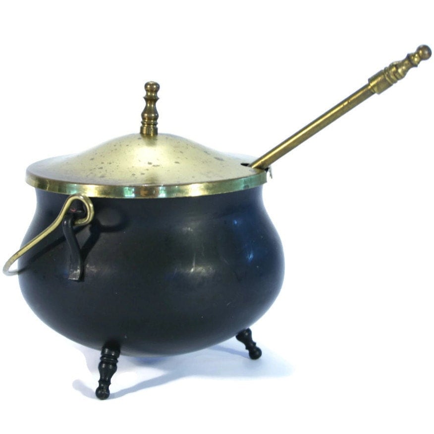 Vintage Smudge Pot with Lid and Soapstone Wand Firestarter