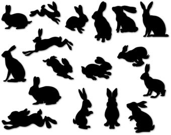 Rabbits Silhouettes / Bunny Silhouette / Bunnies svg / Bunny Silhouette / Easter Bunny Clipart /svg, dxf, eps, ai, png / Rabbits svg / Bunny