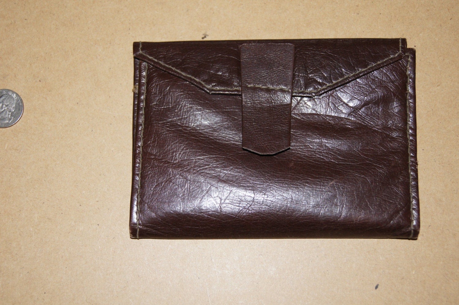 Vintage 1960s Leather wallet with four pockets Dark Brown