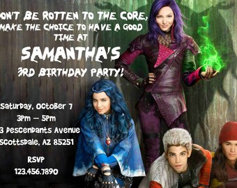 Disney Descendants Birthday Invitation - Printable Invitation - Digital Invite - Birthday Party - Personalized Customized