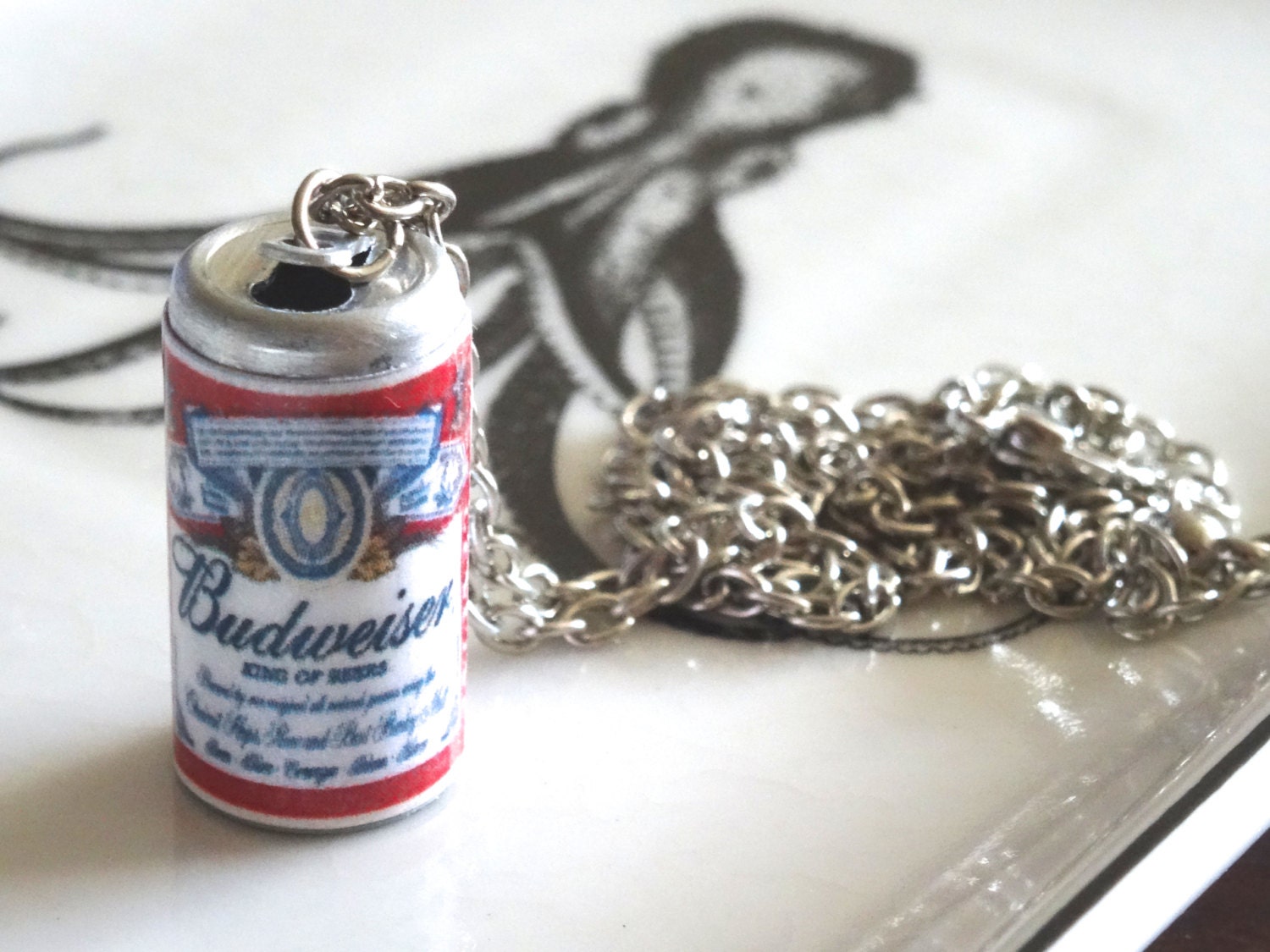 Beer Can Necklace Budweiser Miniature Canned 3D Beer Charm