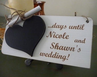 Custom Wedding Countdown Sign, Personalised Wedding Countdown Chalkboard Sign, Days Until Wedding Sign, Engagement Sign
