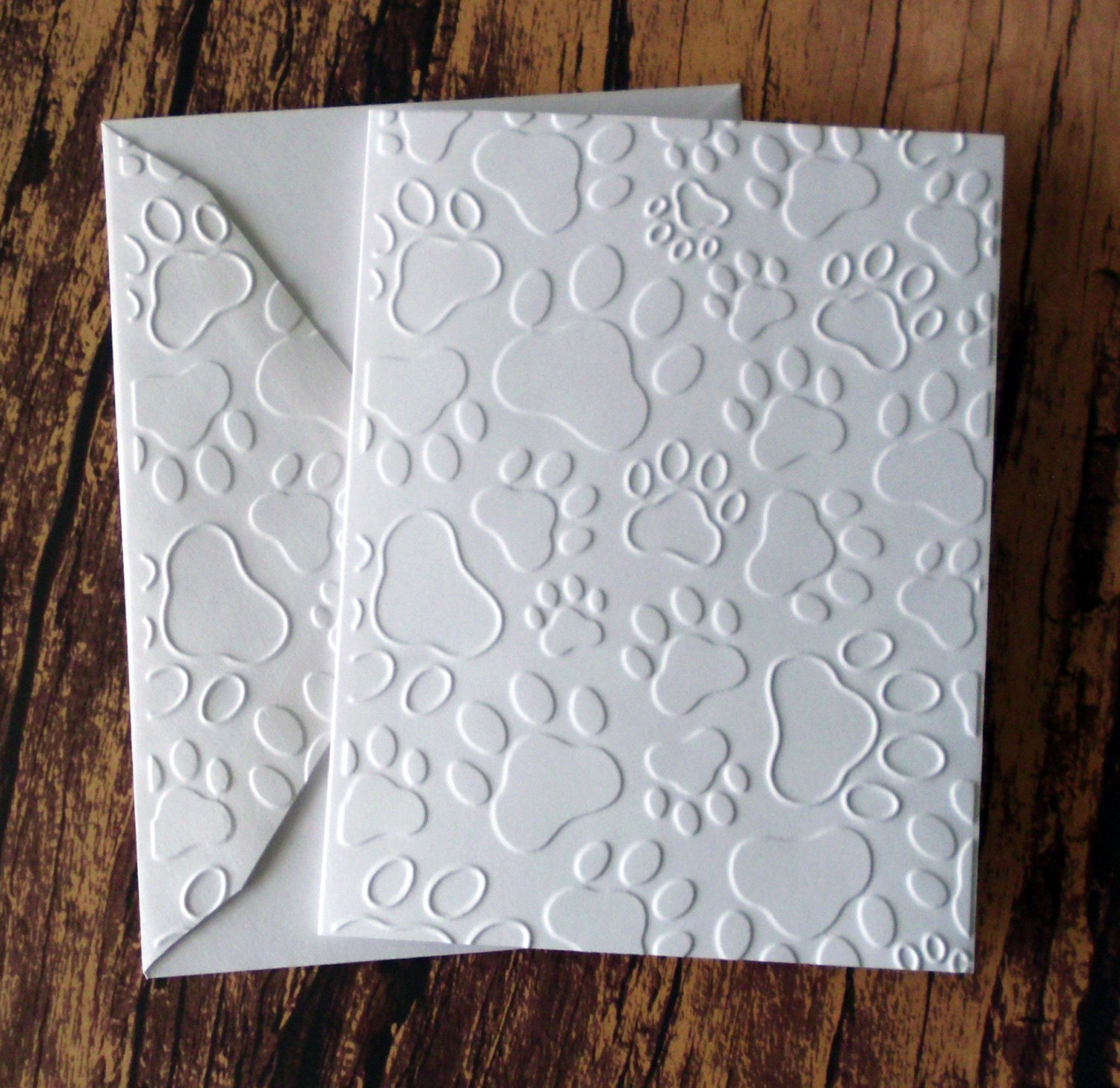 Embossed Paws Card Set of 5 Embossed Paw Print Note Cards