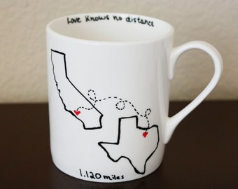 State to State Coffee Mug with Quote, Gift for Best Friend, Going Away Gift, Moving Away, Long Distance Relationship Gift, Valentines Day