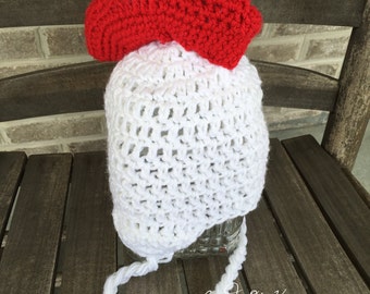 crochet baby chicken hat, crochet rooster hat, chicken hat, baby chicken hat, toddler chicken hat, baby rooster hat, kids chicken hat.