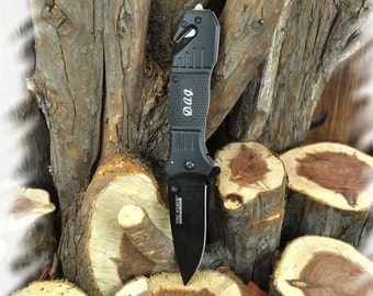 Rescue Knife (2 Knives) Engraved Pocket Knife , Groomsmen Gift , Wood Handle Pocket Knife Gift , Tactical Knife, Hunting Knives