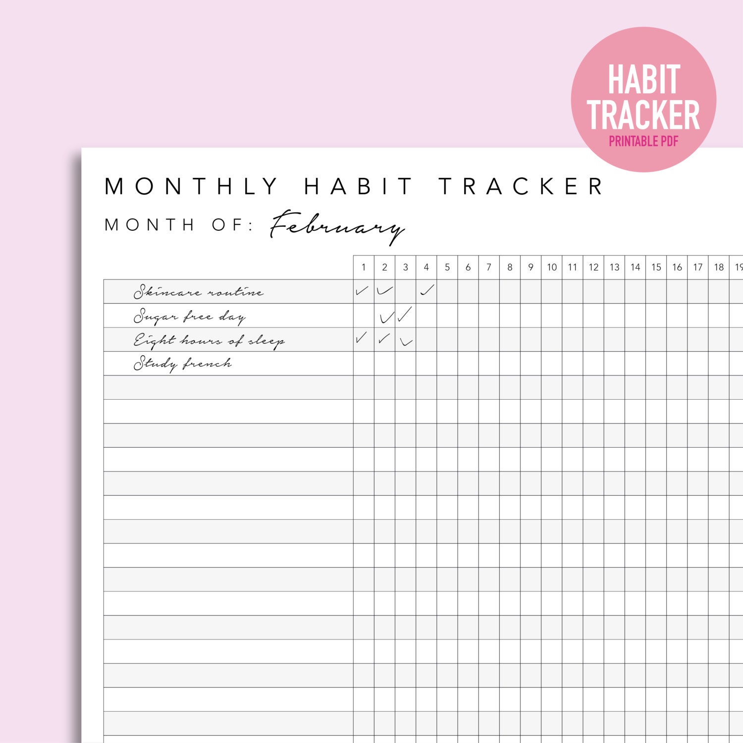 Printable Monthly Habit Tracker | monthly habit tracker printable instant download pdf Printable Monthly Habit Tracker | monthly habit tracker printable instant download pdf