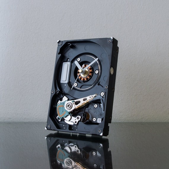 Black Hard Drive Clock Small Desk Clock Black Clock Modern
