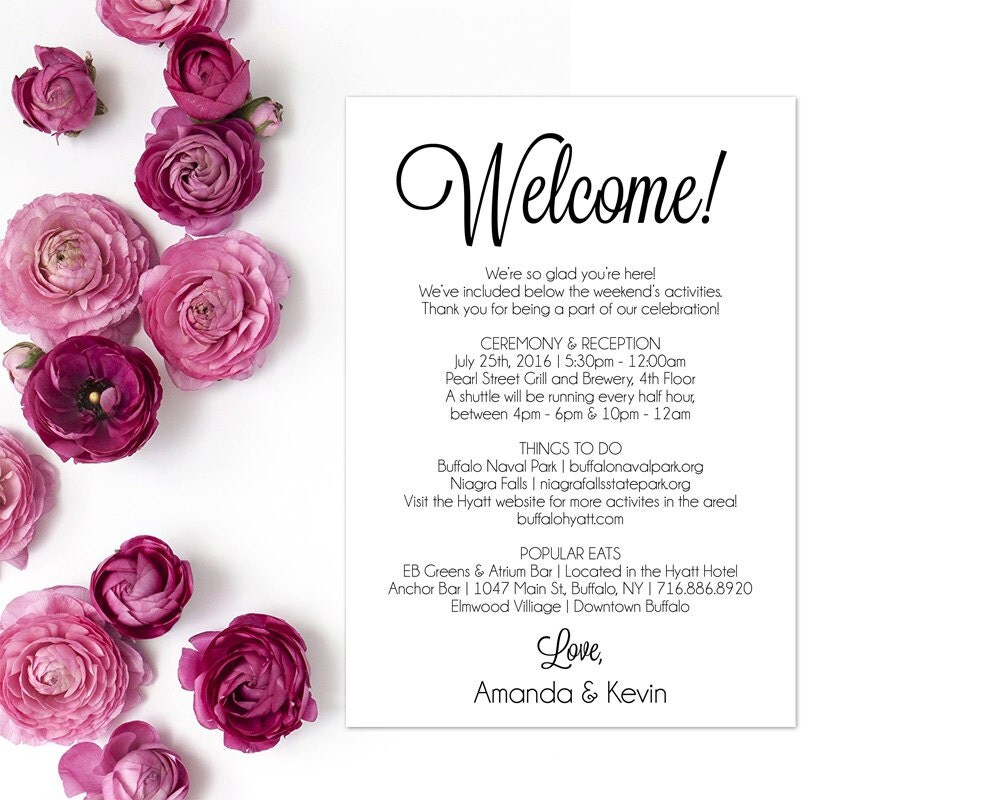 Itinerary Wedding Letter Wedding Itinerary Editable