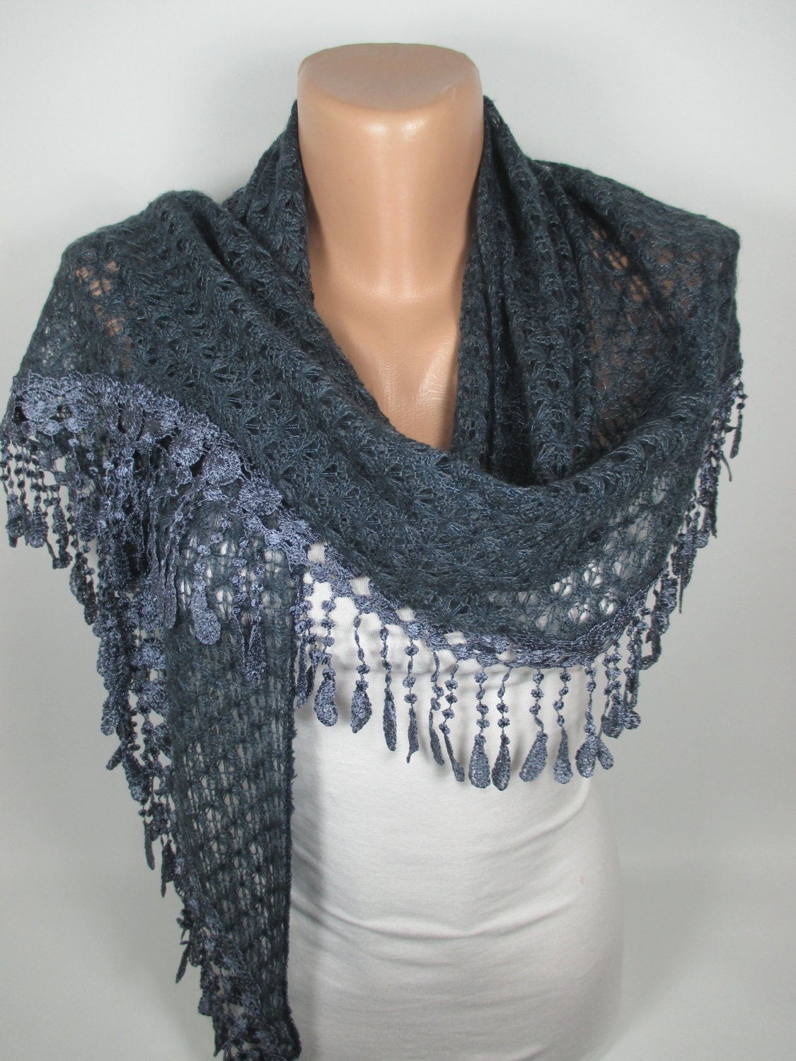 Lace Edge Scarf Wedding Scarf Bridesmaids Gift Knitted Scarf