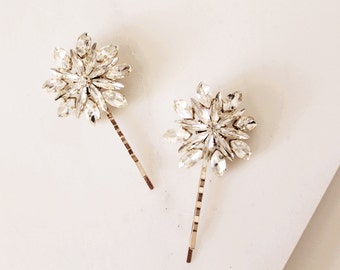 2 Crystal Hair Clip Hair Pins Gold Bobby Pins Silver Bobbi Pins Bridal Hair Clip Ferris Wheel Pins Dandelion Hair Pins Wedding Pins #163
