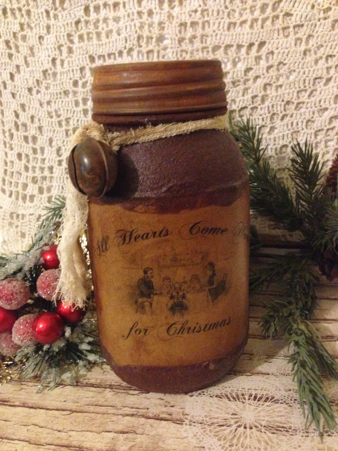 Primitive Christmas Mason Jar Farmhouse Christmas Decor