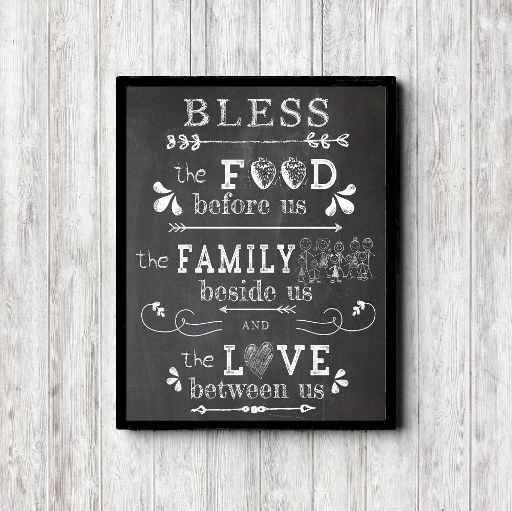 Bless The Food Before Us Quote Art Chalkboard Kitchen