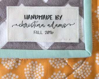 personalized label, quilt tag, custom quilt label, sewing label, quilting label, patch, handmade label, fabric label, blanket label - K1