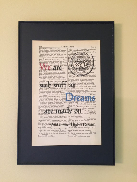We are such stuff as dreams are made on by BookishBirds on Etsy