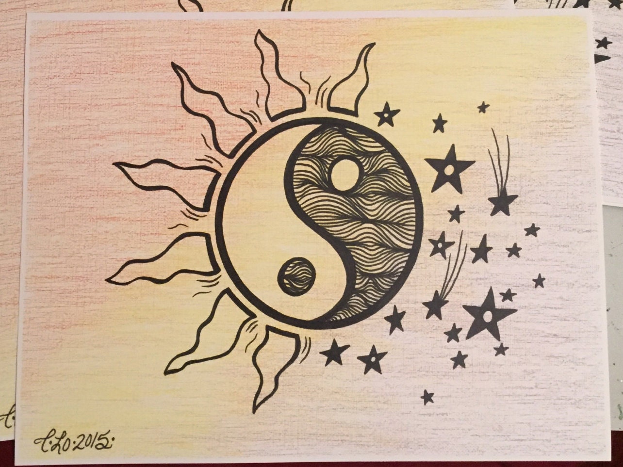 Day & Night Ying Yang Prints/multicolored/colored pencil/paint
