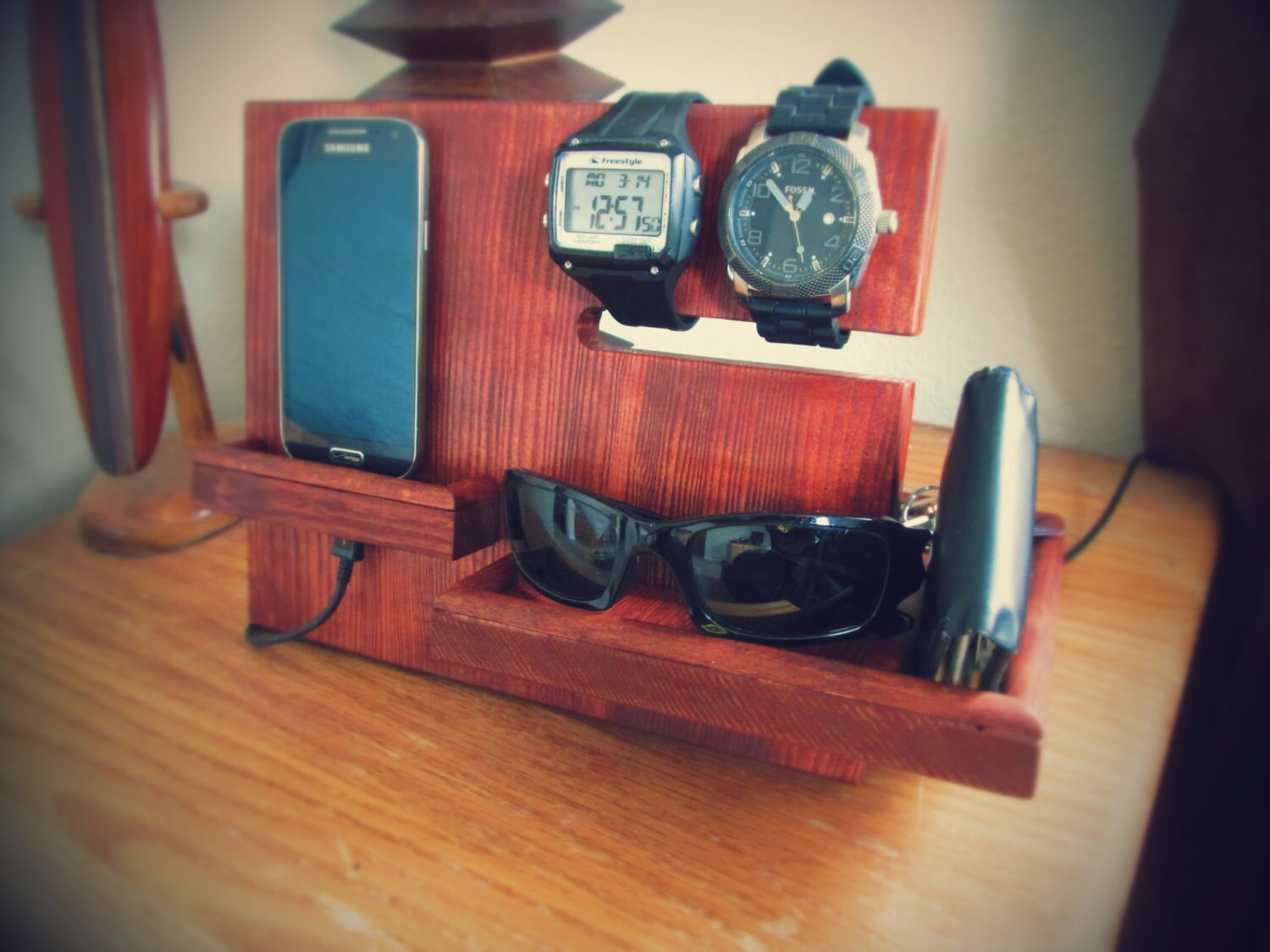 Nightstand Docking Station/ Organizer Hemlock