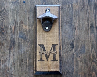 Personalized Wall Mount Rustic Bottle Opener - Your Name
