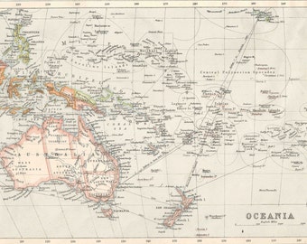 Oceania. Australia Philippines Antique 1800s map old maps home decor Vintage Prints old maps