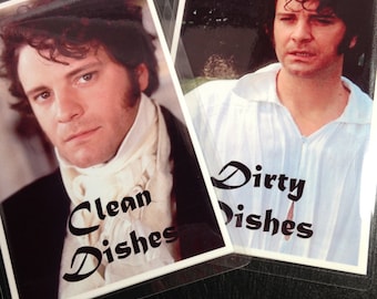 Colin Firth | Mr. Darcy Reversible Dishwasher Magnet | Geek Kitchen | Clean Dirty Magnet | Jane Austin | Pride and Prejudice