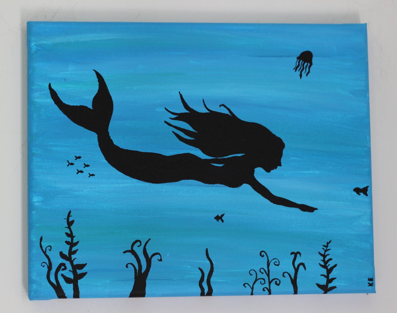 Mermaid Silhouette Painting by ElyKreations on Etsy