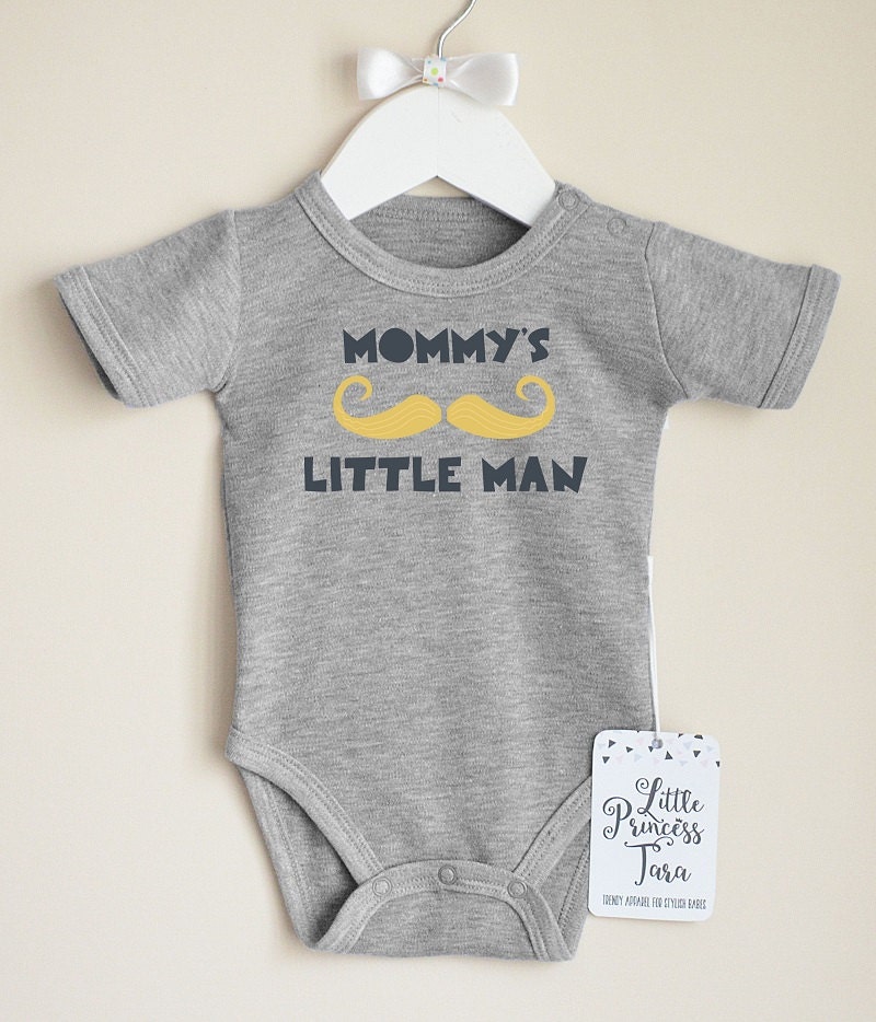 Mommy's Little Man Baby Romper. Funny Baby Boy Clothes.