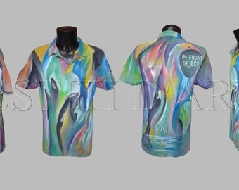 HAND PAINTED TSHIRTS plus size polo shirt mens funny tshirt vintage tshirt plus size clothing unique gift for mens tshirts for mens clothing