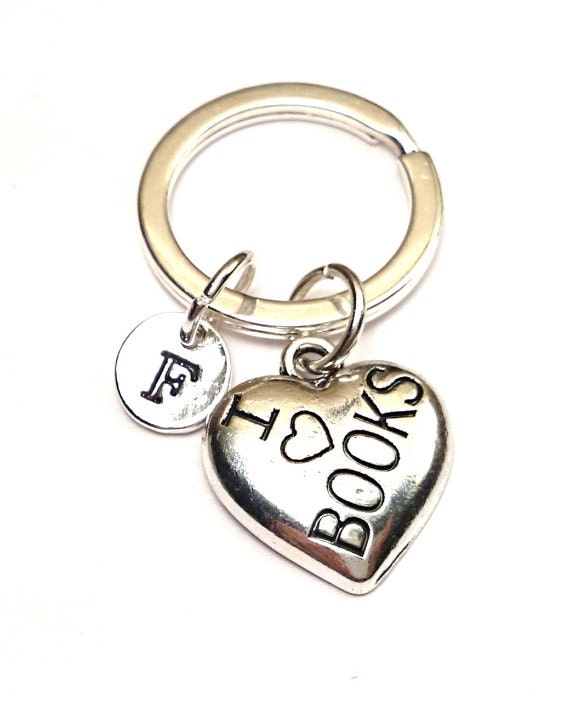 I Love Books Keychain Custom Keychain Custom Key Ring Book