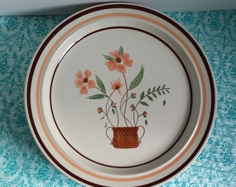Japanese stoneware, set of 4, stoneware plates, floral stoneware, everyday plates, Japan plates, dinner plates, stoneware dinner plates