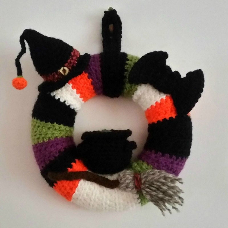 Halloween Wreath Crochet Door Wreath Halloween Decor