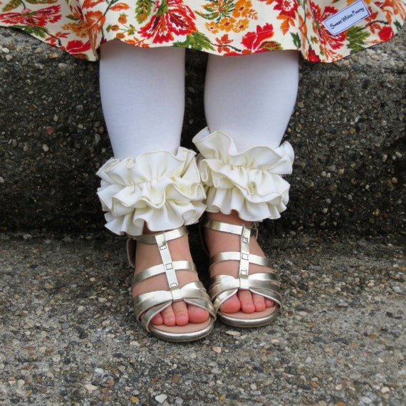 Double ruffle cream LeggingsBaby Girl leggingsFall girls