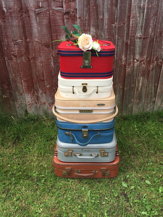 Vanity Cases - Small Vintage Suitcases - Vintage Luggage / Retro Vanity Cases / 1950s -1960s Mod Cases / Travel Carry Cases / Photo Props