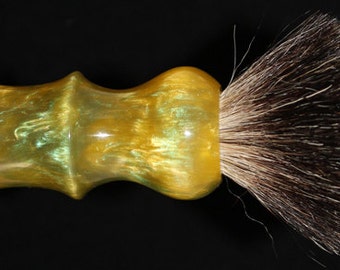 Custom Made 22mm Shaving Brush Handle Green and Yellow