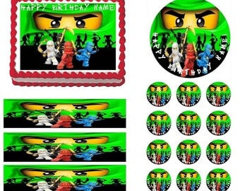 Ninjago Green Face Edible Cake Topper Image, Ninjago Cupcakes, Edible Photo, Cake Image, Cake Pictures, Ninjago Party Supplies